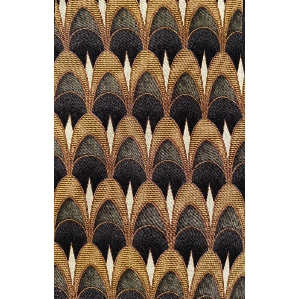 Mens Vintage 90s CROFT & BARROW Classic Necktie 100% Silk Gold Black Geometric